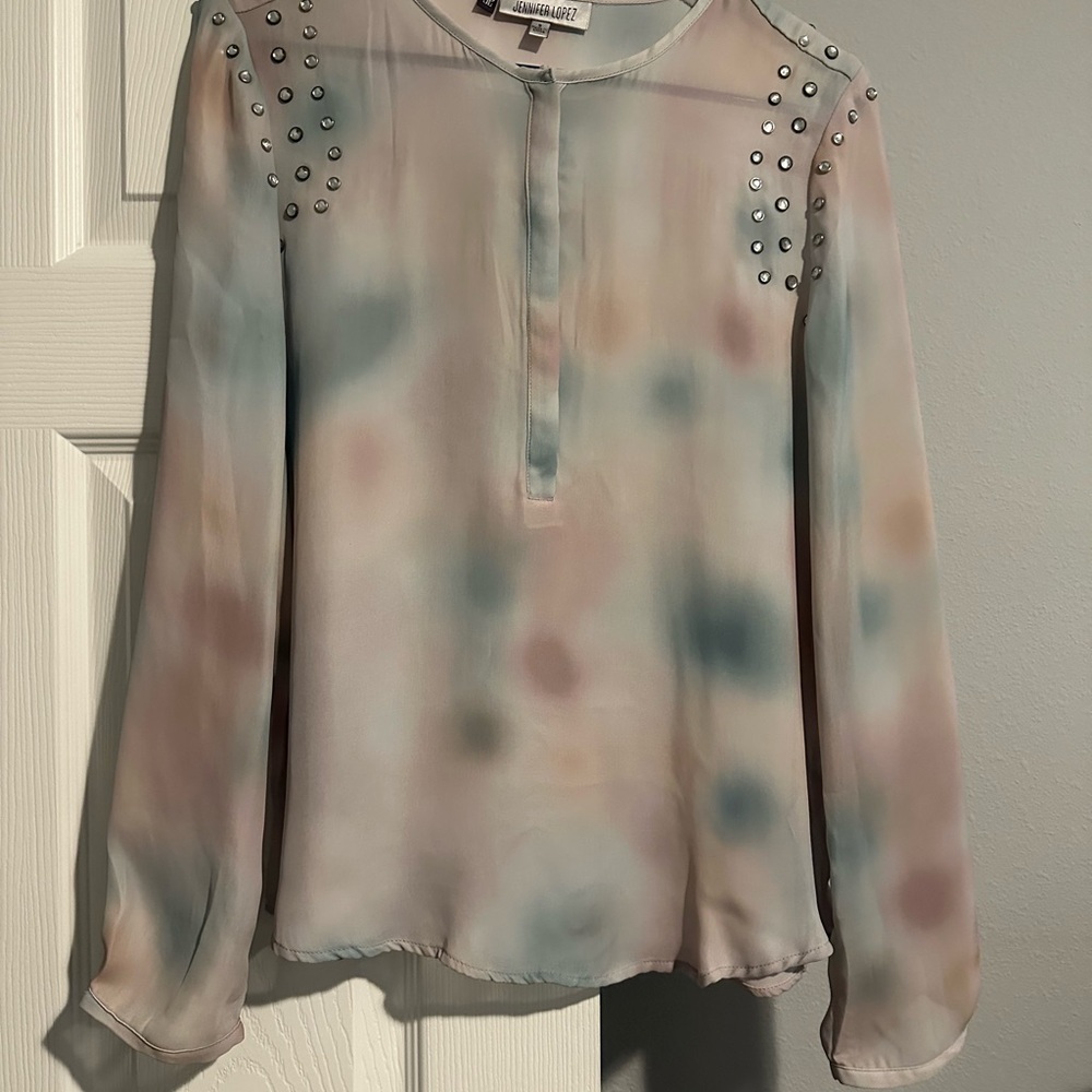 Jennifer Lopez Studded Multicolor Blouse